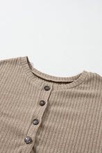 Load image into Gallery viewer, FASHION HOUSE- Pale Khaki Rib Textured Henley Knit Top