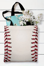 Load image into Gallery viewer, White Baseball Print Canvas Tote Bag