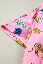 Load image into Gallery viewer, Pink Flower Print Short Sleeve High Waist Two Piece Shorts Set