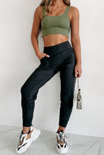 Load image into Gallery viewer, DEAR LOVE- Black Exposed Seam High Waist Pocketed Joggers