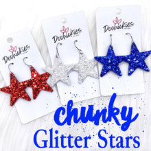 Load image into Gallery viewer, 1.5" Chunky USA Glitter Stars -Patriotic Earrings