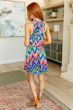 Load image into Gallery viewer, WHITE BIRCH- Chevy to the Levy Chevron Dress