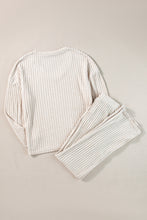 Load image into Gallery viewer, Khaki Ribbed Knit V Neck Slouchy Two-piece Outfit