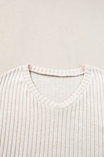 Load image into Gallery viewer, Khaki Ribbed Knit V Neck Slouchy Two-piece Outfit