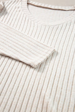 Load image into Gallery viewer, Khaki Ribbed Knit V Neck Slouchy Two-piece Outfit