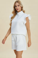 Load image into Gallery viewer, Full Size Texture Flounce Sleeve Top and Shorts Set- Double Take