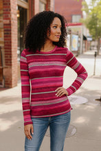Load image into Gallery viewer, Keep Me Guessing Magenta Herringbone Long Sleeve