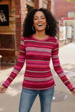 Load image into Gallery viewer, Keep Me Guessing Magenta Herringbone Long Sleeve