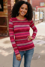 Load image into Gallery viewer, Keep Me Guessing Magenta Herringbone Long Sleeve