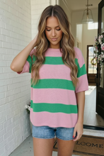 Load image into Gallery viewer, Skip the Line Pink and Green Oversized Sweater Top