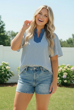 Load image into Gallery viewer, Breezy Stripe Flutter Sleeve Top