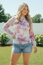 Load image into Gallery viewer, Garden Party Floral Mesh Long Sleeve Top
