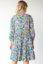 Load image into Gallery viewer, Boho Vibes Cotton Floral Button Down 3/4 Sleeve Tiered Dress