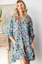 Load image into Gallery viewer, Boho Vibes Cotton Floral Button Down 3/4 Sleeve Tiered Dress