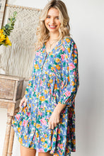 Load image into Gallery viewer, Boho Vibes Cotton Floral Button Down 3/4 Sleeve Tiered Dress