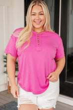 Load image into Gallery viewer, 111 NORTH- On A Whim Pink Raw Hem Henley Tee