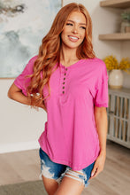 Load image into Gallery viewer, 111 NORTH- On A Whim Pink Raw Hem Henley Tee