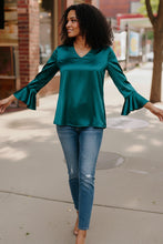 Load image into Gallery viewer, Teal Temptation Silk Blouse