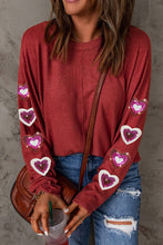 Load image into Gallery viewer, Valentines *Heart on my Sleeve* : Sequin Long Sleeve T-Shirt