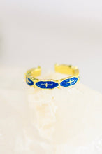 Load image into Gallery viewer, Waterproof, No Tarnish, Mariana Hand Crafted Blue Cross Ring