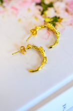 Load image into Gallery viewer, Waterproof, No Tarnish, Santana Studded Hoop Earrings
