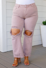 Load image into Gallery viewer, SP24-Risen -Babs High Rise Distressed Straight Jeans in Mauve