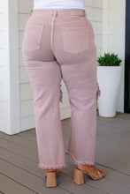 Load image into Gallery viewer, SP24-Risen -Babs High Rise Distressed Straight Jeans in Mauve