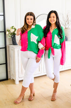 Load image into Gallery viewer, SP24- Capture the Day Two Toned Button Up Kelly
