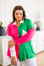 Load image into Gallery viewer, SP24- Capture the Day Two Toned Button Up Kelly
