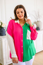 Load image into Gallery viewer, SP24- Capture the Day Two Toned Button Up Kelly
