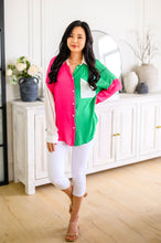Load image into Gallery viewer, SP24- Capture the Day Two Toned Button Up Kelly