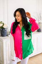 Load image into Gallery viewer, SP24- Capture the Day Two Toned Button Up Kelly