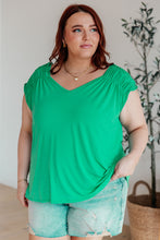 Load image into Gallery viewer, DEAR SCARLETT- Ruched Cap Sleeve Top in Emerald