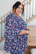 Load image into Gallery viewer, SP24- DEAR SCARLETT- Dearest Dreamer Peplum Top in Navy Floral