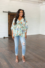 Load image into Gallery viewer, SP24- Fabled in Floral Draped Peplum Top in Ivory