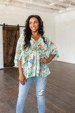 Load image into Gallery viewer, SP24- Fabled in Floral Draped Peplum Top in Ivory