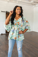 Load image into Gallery viewer, SP24- Fabled in Floral Draped Peplum Top in Ivory