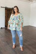 Load image into Gallery viewer, SP24- Fabled in Floral Draped Peplum Top in Ivory