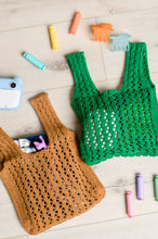 Load image into Gallery viewer, SP24- AVE SHOPS- Girls Day Open Weave Bag in Green