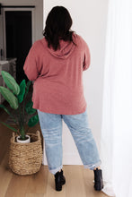 Load image into Gallery viewer, Happier Now Henley Hoodie in Burgundy (Reg & Curvy)