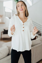 Load image into Gallery viewer, Happier Now Henley Hoodie in Ivory (Reg & Curvy)