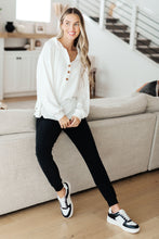 Load image into Gallery viewer, Happier Now Henley Hoodie in Ivory (Reg & Curvy)