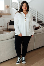 Load image into Gallery viewer, Happier Now Henley Hoodie in Ivory (Reg & Curvy)