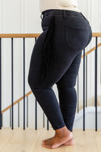 Load image into Gallery viewer, **FLASH DEAL** (REG $64) Country Concert Ready!! Judy Blue Side Fringe Skinny Jegging in Black