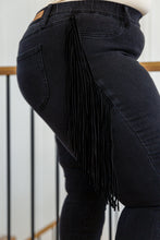 Load image into Gallery viewer, **FLASH DEAL** (REG $64) Country Concert Ready!! Judy Blue Side Fringe Skinny Jegging in Black