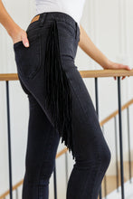 Load image into Gallery viewer, **FLASH DEAL** (REG $64) Country Concert Ready!! Judy Blue Side Fringe Skinny Jegging in Black