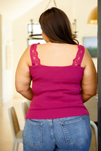 Load image into Gallery viewer, BIBI- I Can Love You Better Lace Trim Tank in Berry