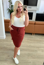 Load image into Gallery viewer, SP24-Self-Tie Tulip Hem Skirt in Dark Rust