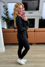 Load image into Gallery viewer, RESTOCKED!! Buttery Soft V-Neck Long Sleeve Loungewear Set in Black (Reg & Curvy)