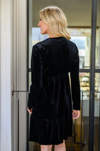 Load image into Gallery viewer, Jentsyn Velvet V-Neck Dress in Black
